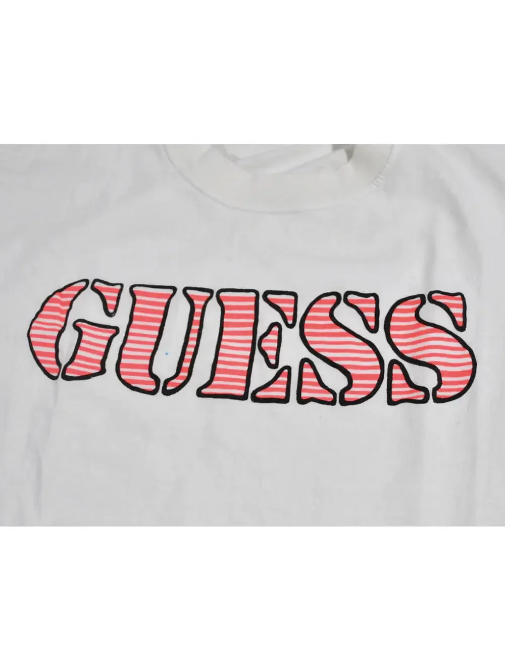 Vintage Guess 90s Jeans White Pink Shirt Size Large - Picture 2 of 3